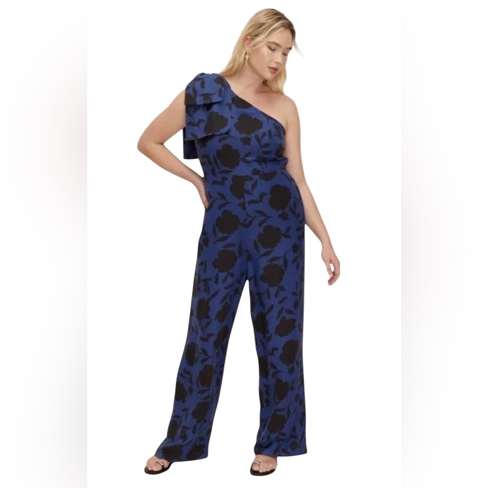 Kate Spade Blue and Black Floral Jumpsuit Wide-Leg Design - Picture 3 of 12